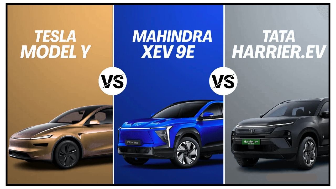 india best Tesla-Model-Y-vs-Mahindra-XUV-9e-vs-Tata-Harrier.ev